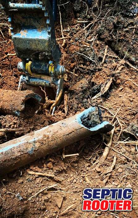 Failed corroded septic pipe repaired by SepticRooter™ in Bartow County, GA — licensed septic contractor
